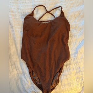 SHOW ME YOUR MUMU Positano Brown Scrunch One Piece